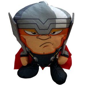 Marvel Avengers Thor Plush Toy With Helmet & Red Cape - Angry Expression - Soft